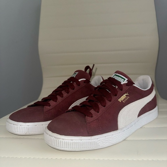 Puma Maroon Suede Sneakers with White Detail - Picture 1 of 3